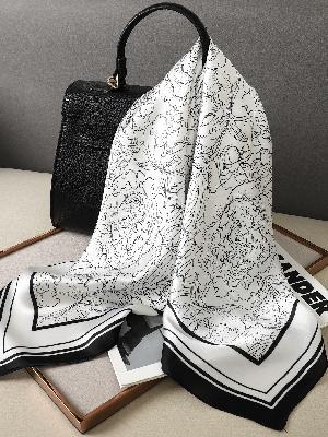 Monochrome Patterned Square Scarf – Classic Twist for Modern Styling