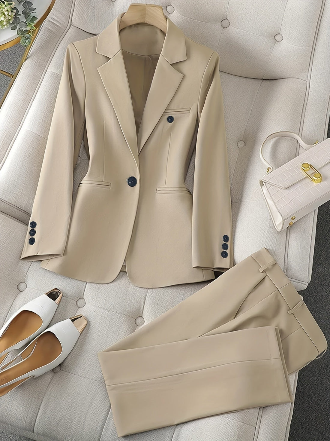 Women's Classic Notched Lapel Blazer Set