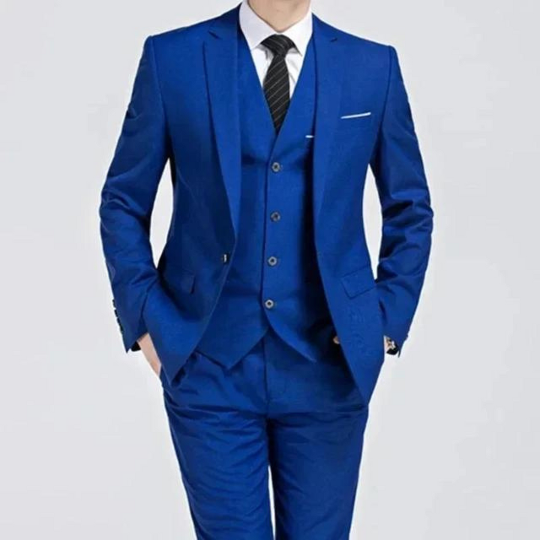 Men’s Three-Piece Suit – Single-Button Black Formal Set