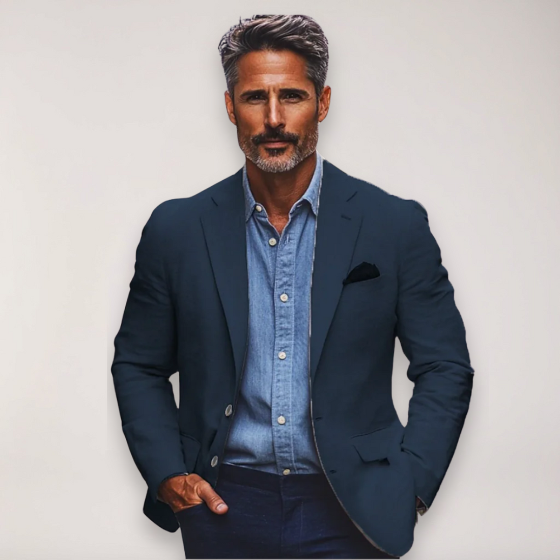 Men’s Tailored Blazer – Smart Casual Jacket in Beige, Navy, Blue, and Grey