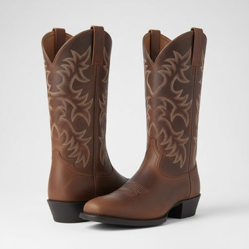 Women’s Western Knee-High Boots – Pointed Toe & Embroidered Detail