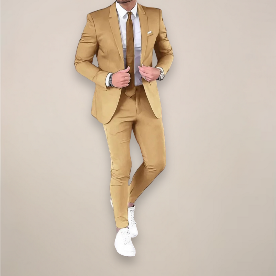 Men’s Slim Fit Two-Piece Suit – Modern Casual and Business Style