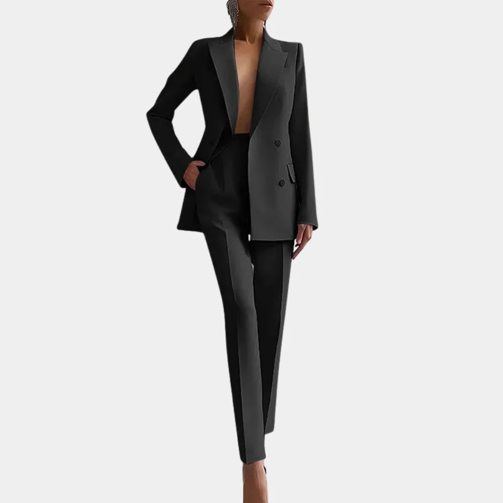 Women’s Blazer and Trousers Set – Tailored Fit – Double Breasted – Formal Wear