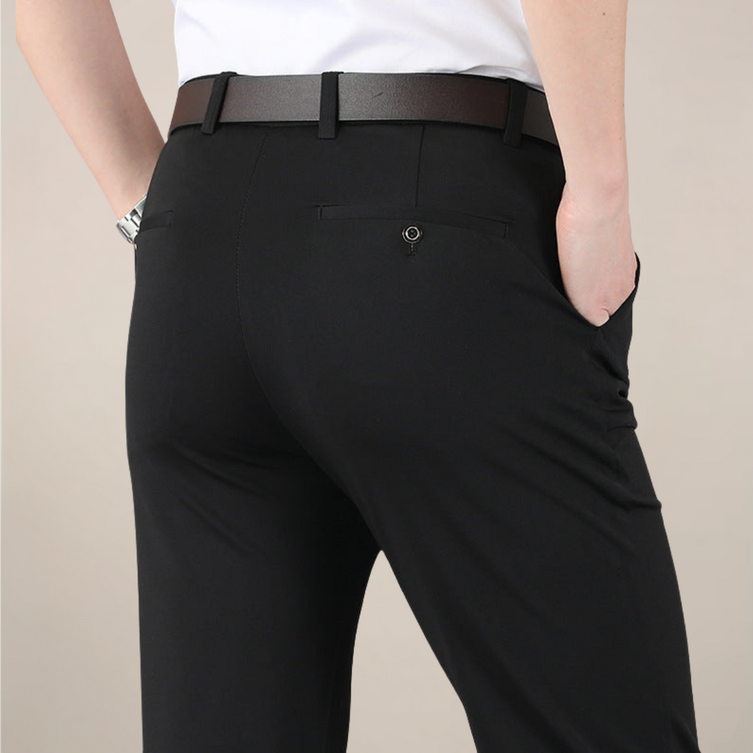 Men’s Slim Fit Trousers – Stretch Waist Smart Business Pants