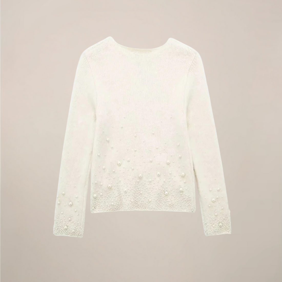 Elegant Pearl-Embellished Top and Mini Skirt Set – Statement Style for Winter Occasions
