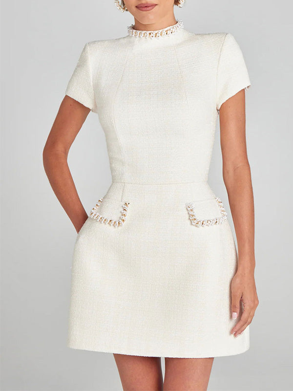 Embroidered Tweed Mini Dress For Women