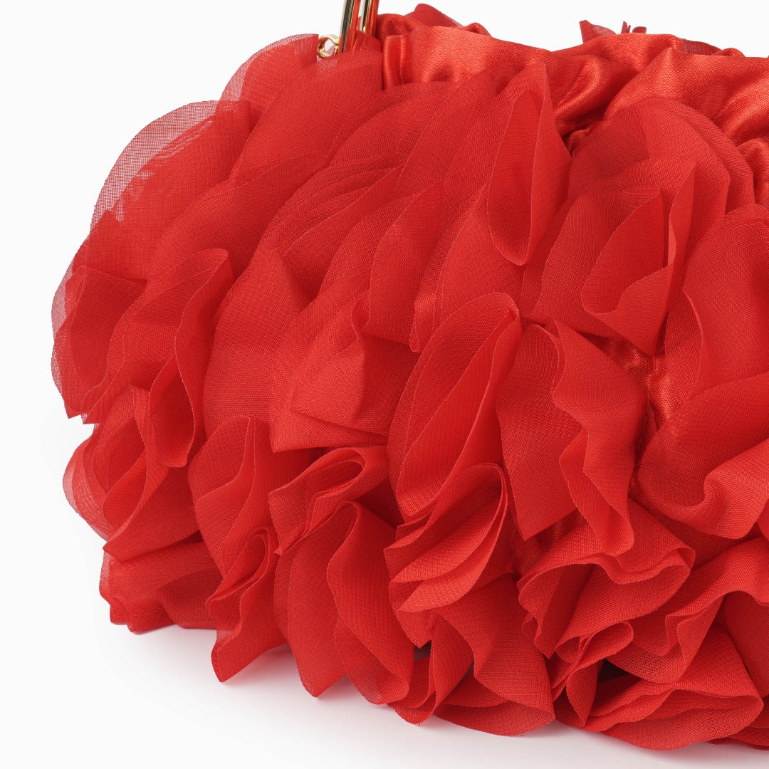 Floral Evening Clutch – Sculpted Handle – Statement Accessory