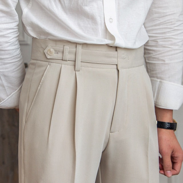 High-Rise Tailored Trouser Pants with Extended Waistband
