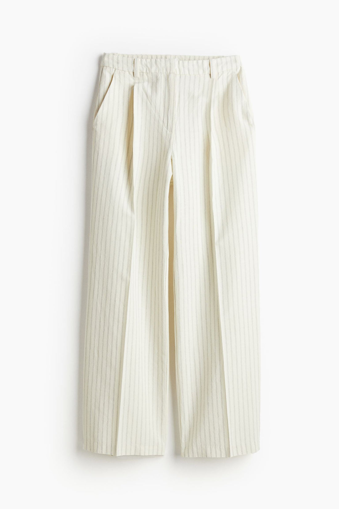 High-Waist Striped Blend Trousers – Wide Leg – Tailored Fit