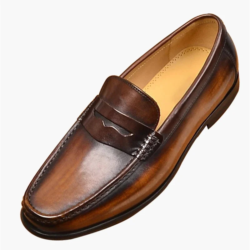 Vintage Faux Leather Loafers – Formal Slip-On Moccasins - Vegan