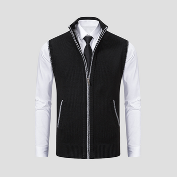 Men’s Knitted Zip Gilet – Smart Casual Layer with Contrast Trim