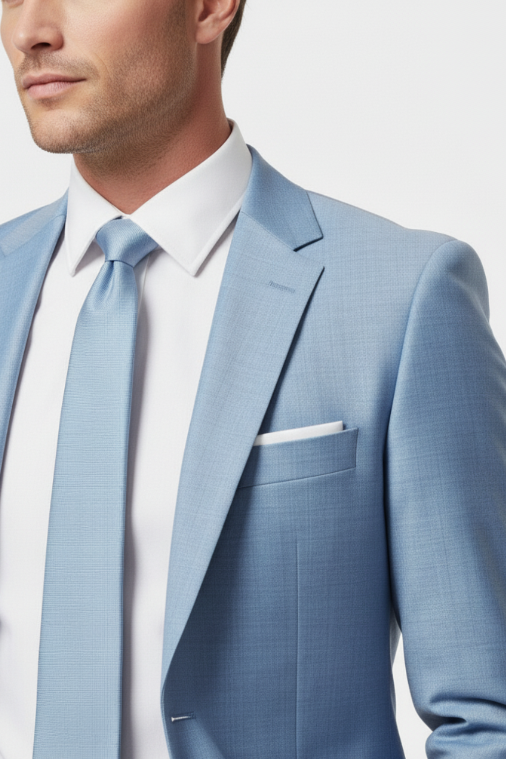 Men’s Light Blue Slim Fit Summer Suit – Lightweight Two-Piece Set