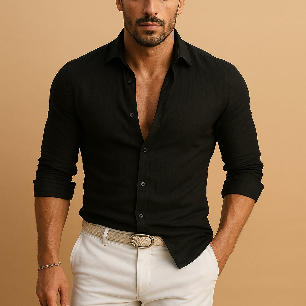 Men’s Lightweight Button-Down Shirt – Breathable Fit for Smart-Casual Wear