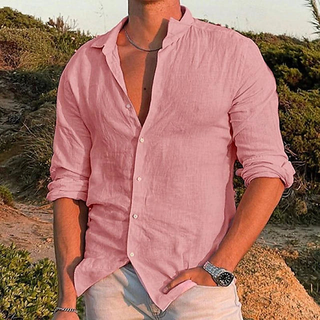 Men’s Linen Long Sleeve Shirt – Spring, Summer