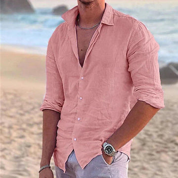 Men’s Linen Long Sleeve Shirt – Spring, Summer