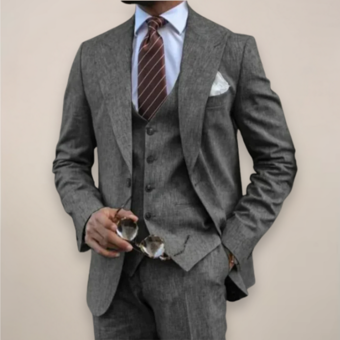 Men’s Lively Slim Fit Three-Piece Suit – Modern Business and Wedding Style