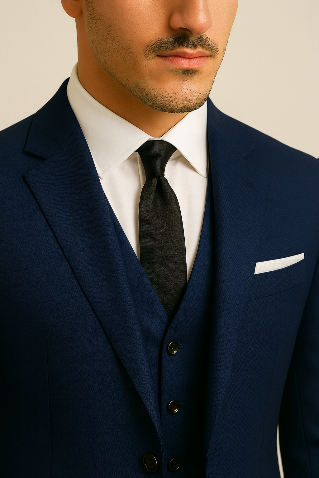 Men’s Navy Three-Piece Suit – Tailored Formal Suit
