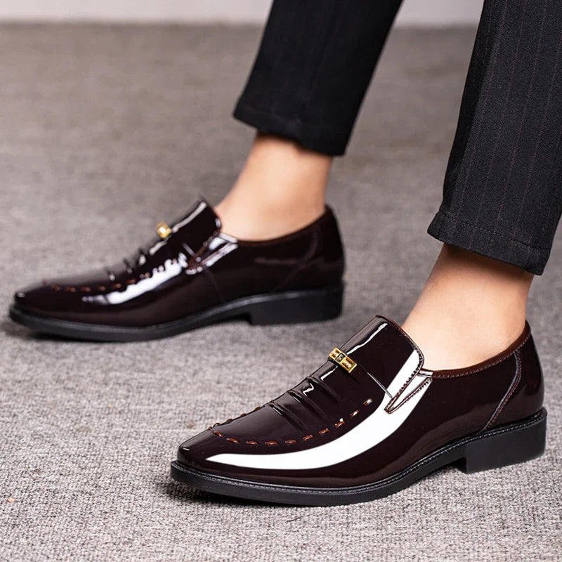 Men’s Patent Leather Loafers – Slip-On Formal Shoes – Elegant & Polished Finish