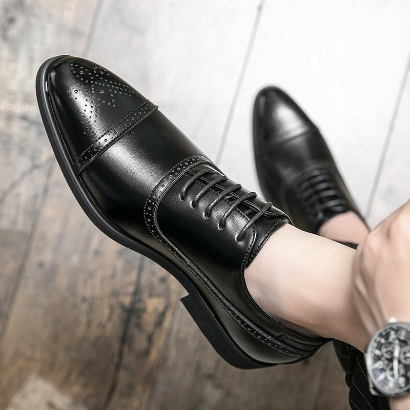Men's Polished Oxford Brogue Shoes – Classic Formal Fit