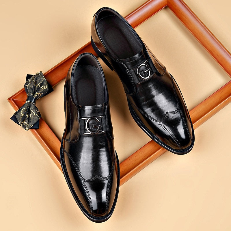 Men’s Slip-On Dress Shoes with Wingtip Detailing – Formal & Business Wear