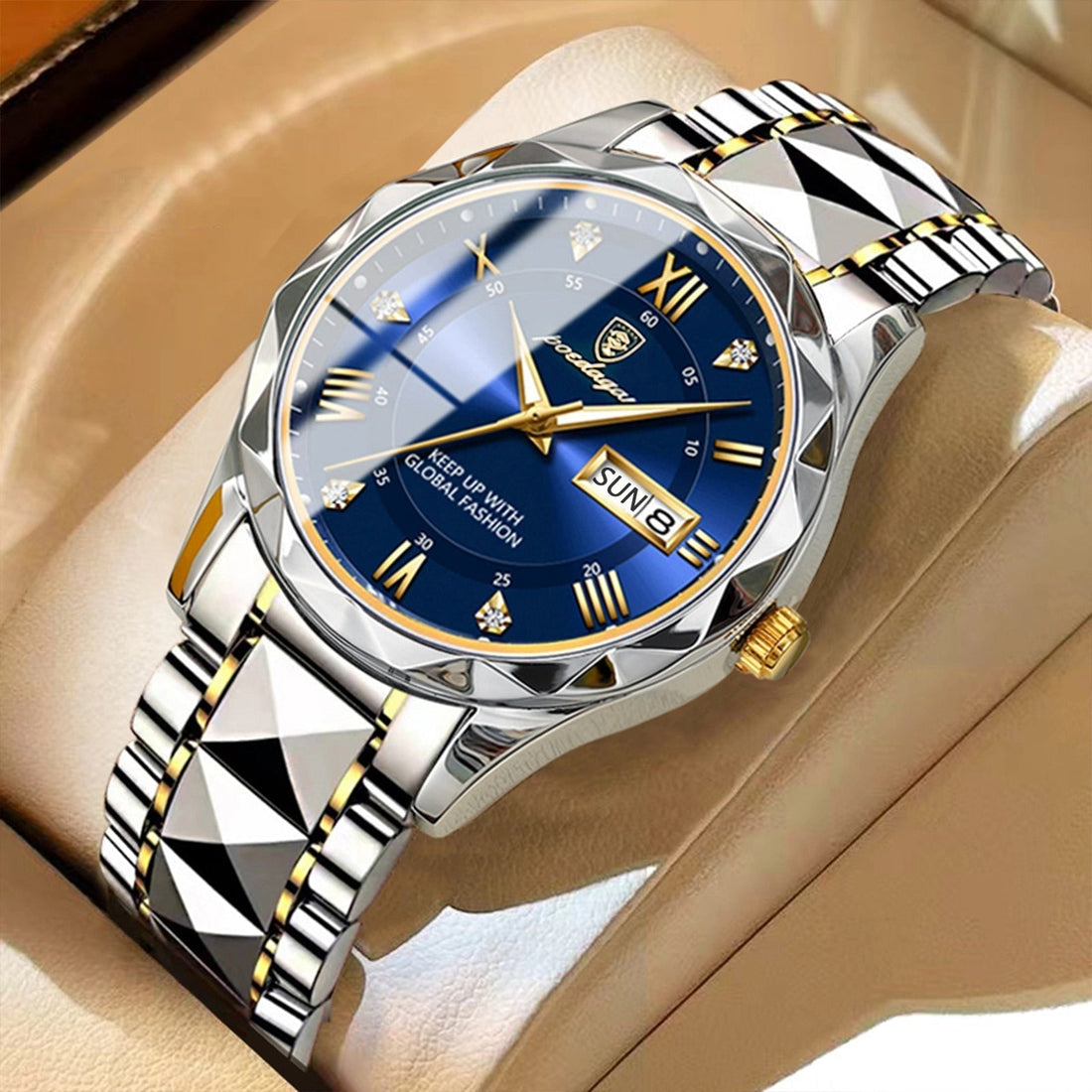 Men’s Stainless Steel Wristwatch – Different Colours Dial with Day & Date Display