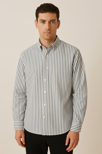 Men’s Striped Long Sleeve Shirt – All-Season