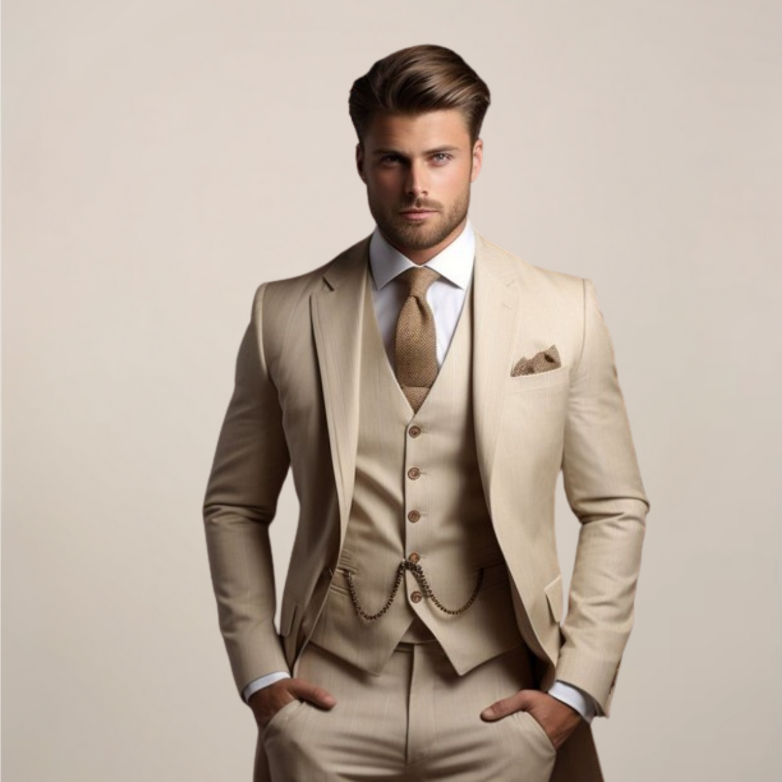 Men’s Three-Piece Slim Fit Suit – Wedding Tuxedo