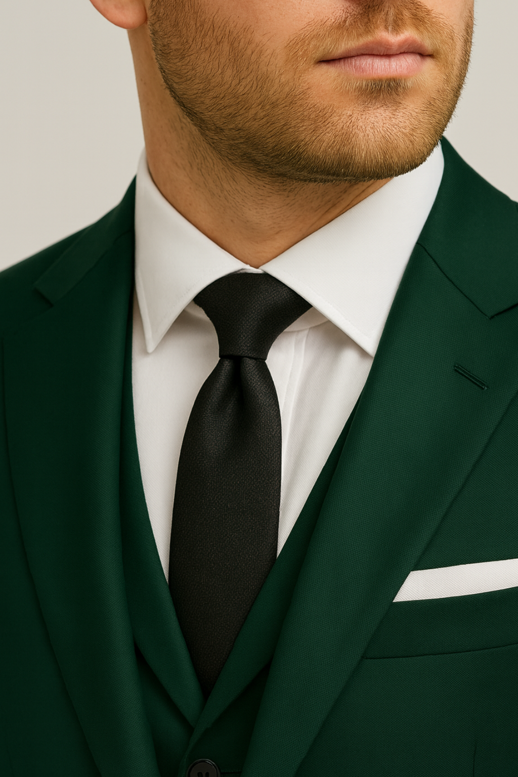 Men’s Three-Piece Suit – Dark Green, Tailored Formal Set