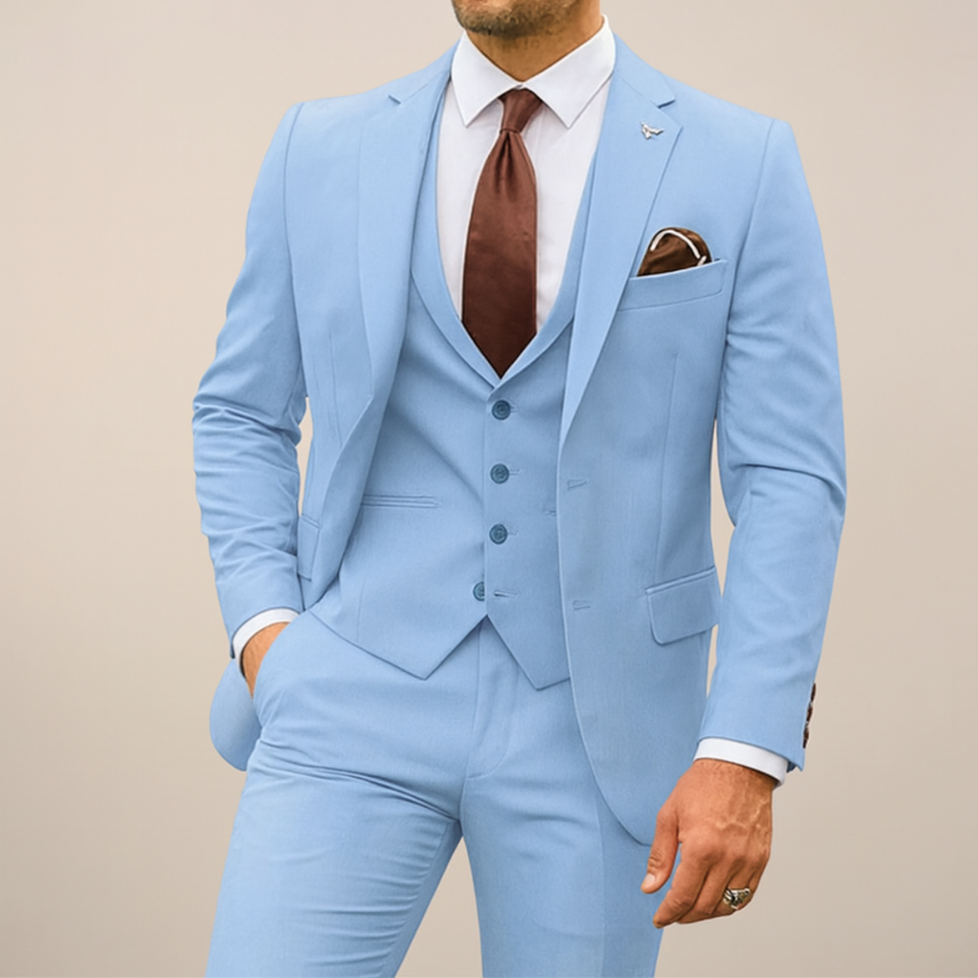 Men's Three-Piece Suit – Slim Fit Formal Set for Weddings & Parties