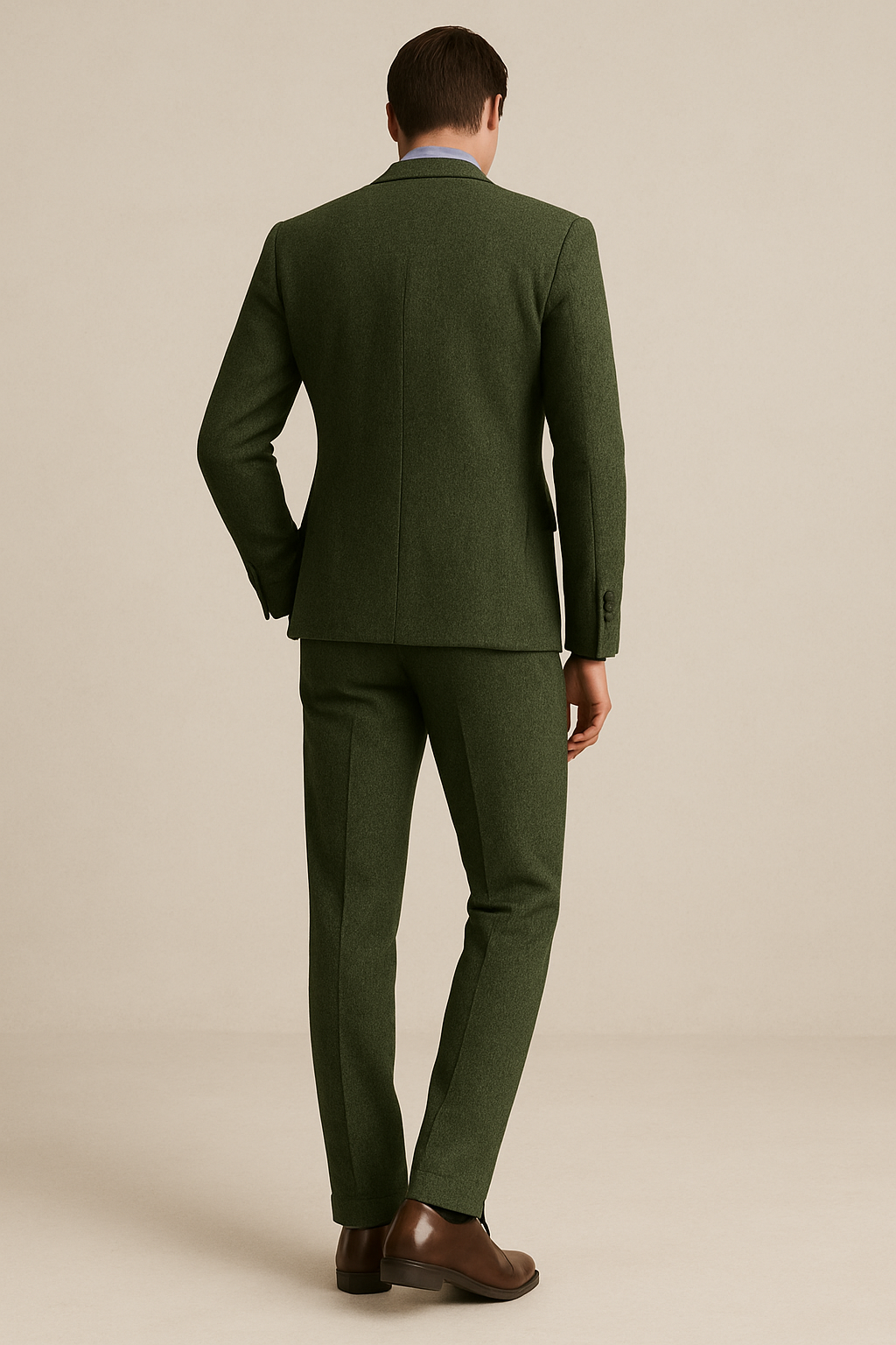 Men’s Tweed Green 3-Piece Tailored Suit – Classic Tuxedo