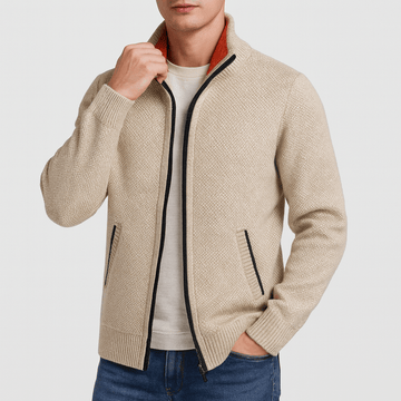 Men’s Zip-Collar Cardigan – Modern Warmth with Refined Edge