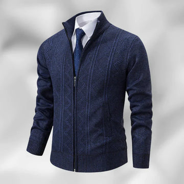 Men’s Zip-Up Business Cardigan – Stand Collar Smart Casual Layering Piece