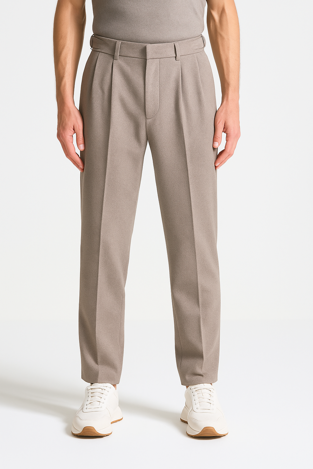 Relaxed Fit Twin Pleat Trousers with Back Welt Pocket Detail