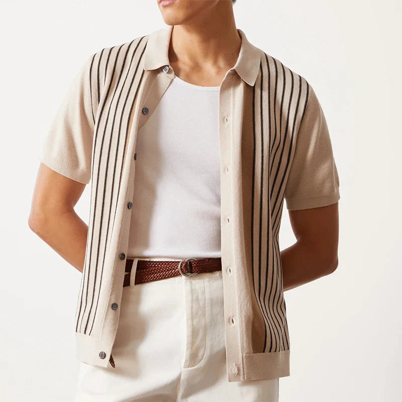 Men’s Short Sleeve Striped Polo Shirt – Spring, Summer