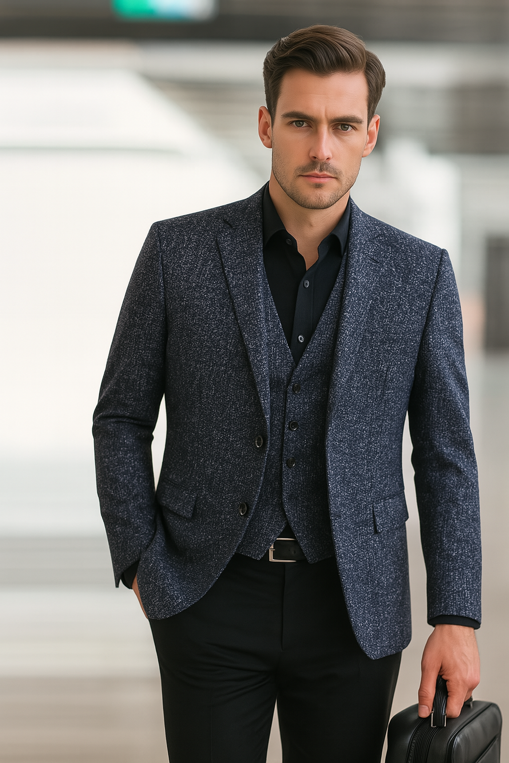 Spring Slim Fit Men’s Blazer – No-Iron Casual Jacket for Middle-Aged Style