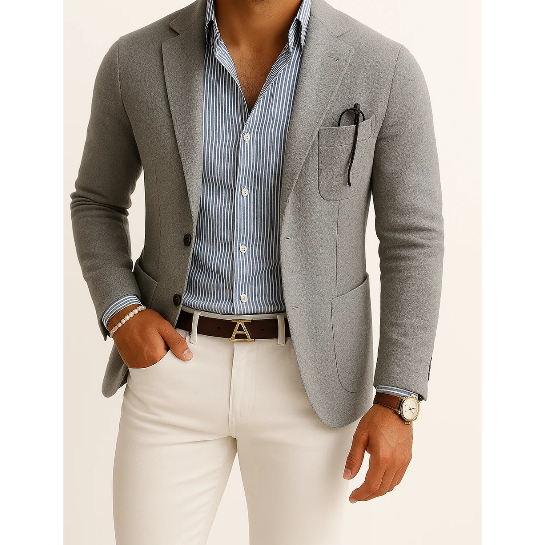 Casual Tailored Blazer for Men – Flap Pocket Design