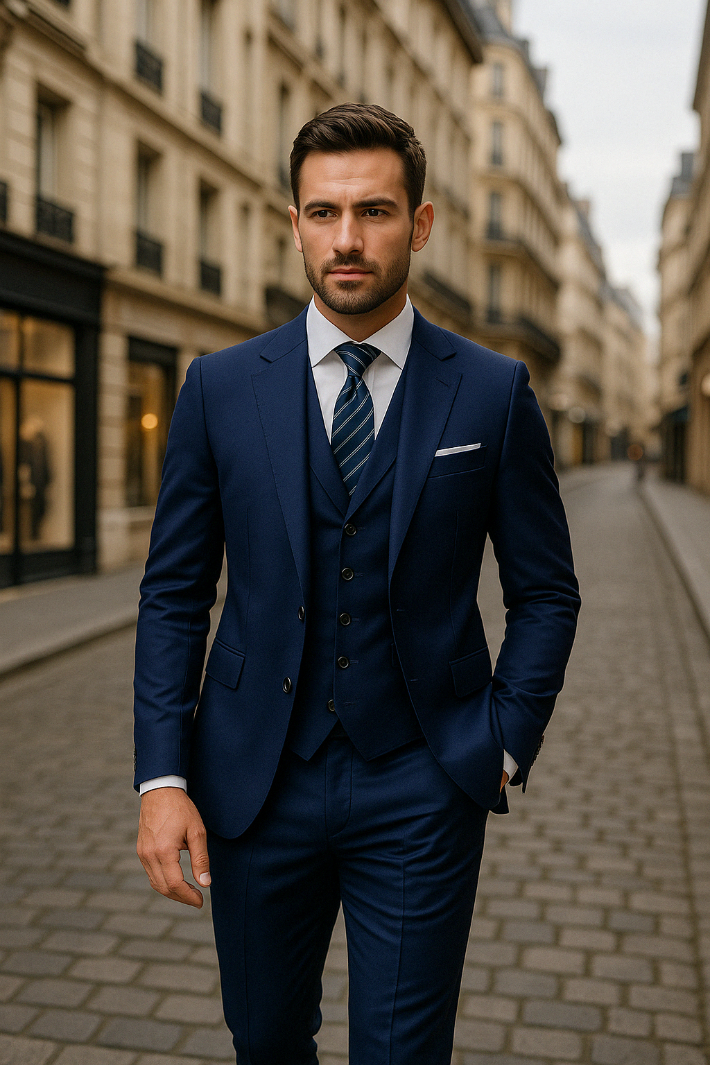 Three-Piece Men's Formal Suit – Tailored Slim Fit for Business and Special Occasions
