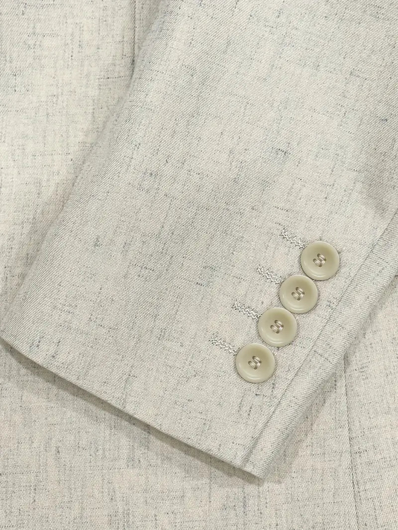 Two-Piece Linen Blend Men’s Suit – Slim Blazer & Trousers for Business & Weddings