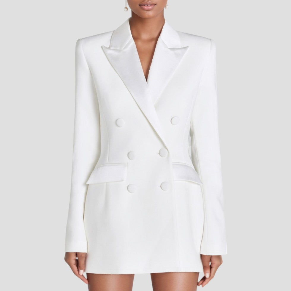 Women’s Double Breasted Blazer Mini Dress – Polished Evening and Business Style