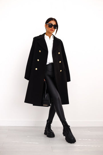 Women’s Double-Breasted Long Coat – Tailored Winter Coat