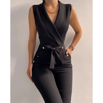 Women’s Formal Tied Jumpsuit – Sleeveless V-Neck