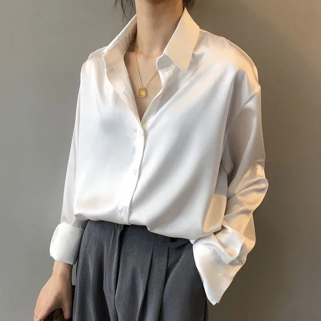 Women’s Satin Blouse – Relaxed Fit with Elegant Sheen