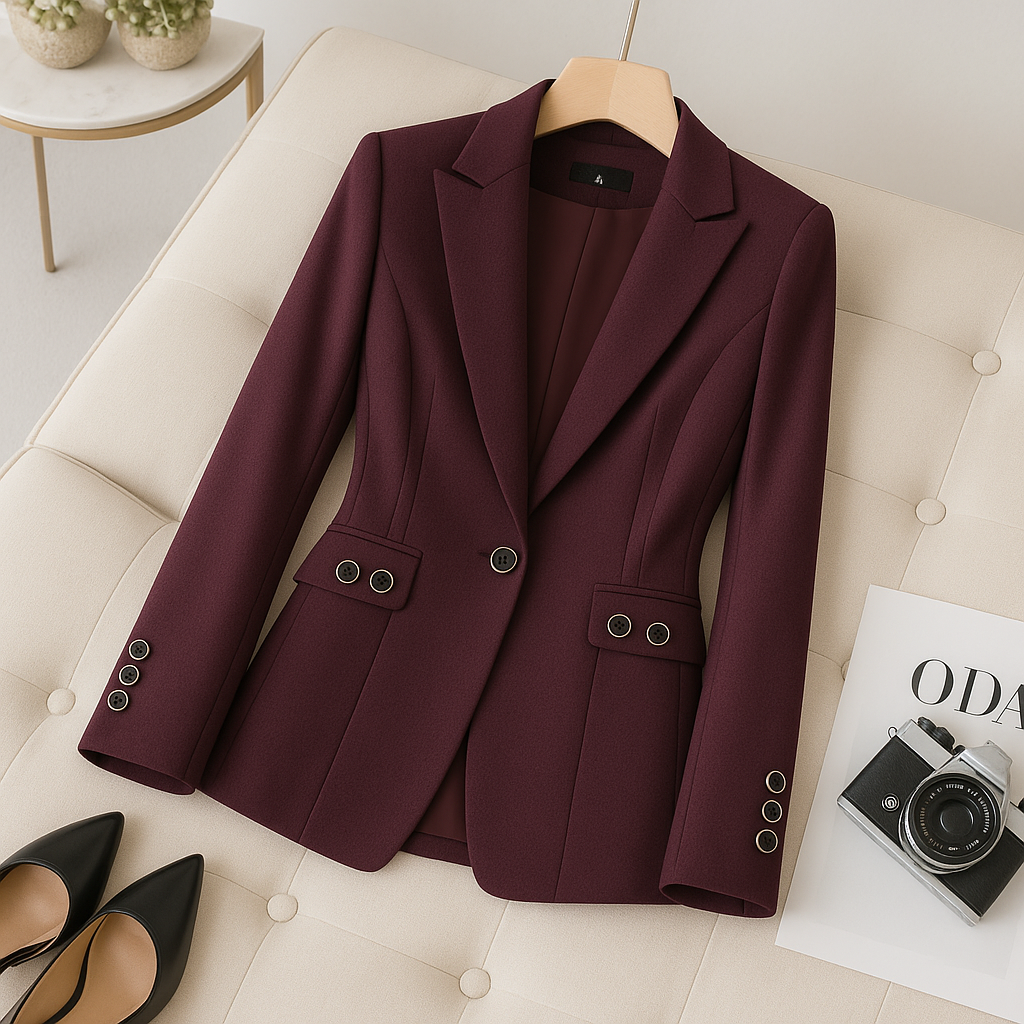 Women’s Single Button Classic Blazer – Tailored Lightweight Jacket with Lapel Collar