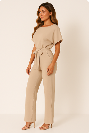 Women's Tie Ribbon Jumpsuit – Short Sleeved One-Piece