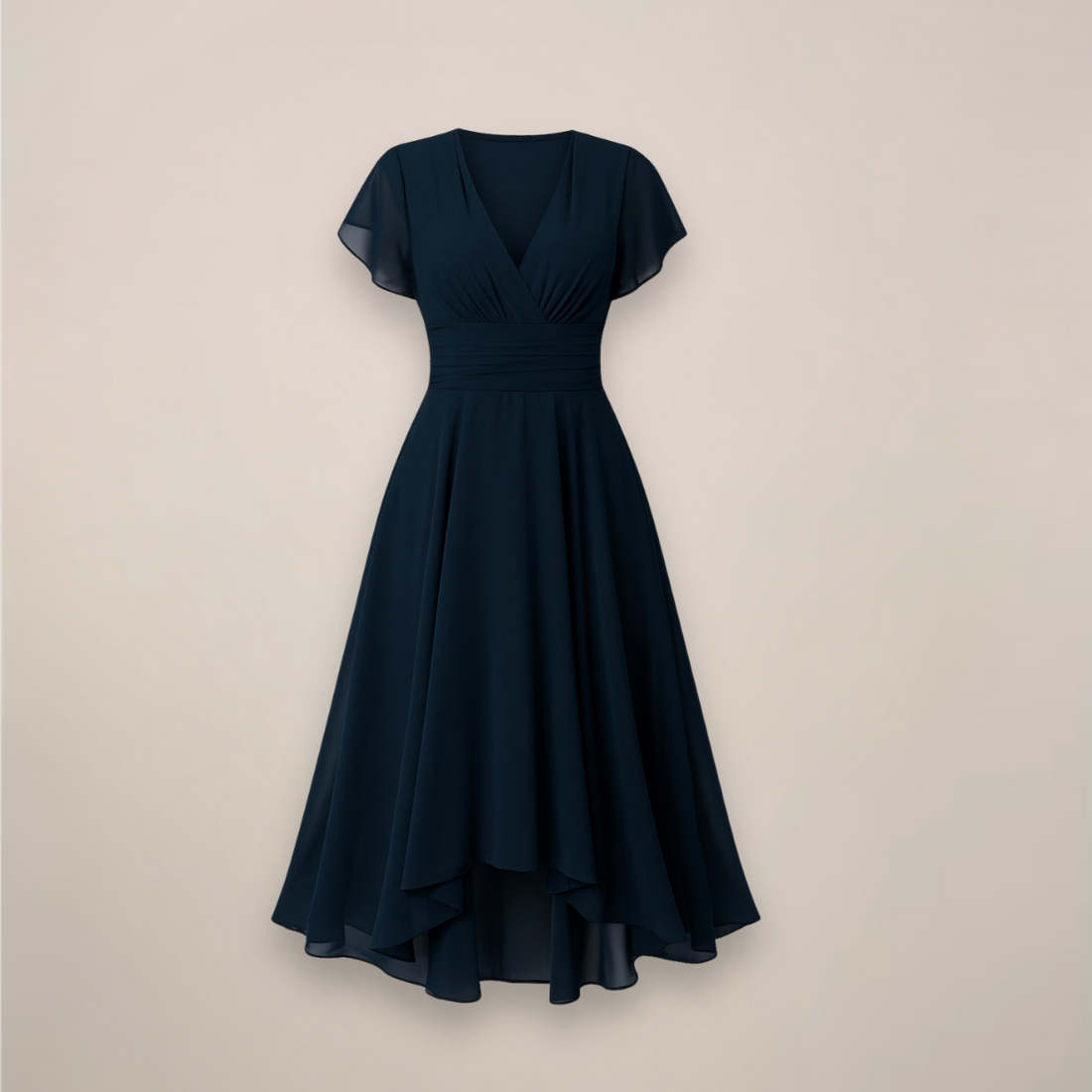 Women’s V-Neck Flared Midi Dress – Formal Occasion Wear – All Season