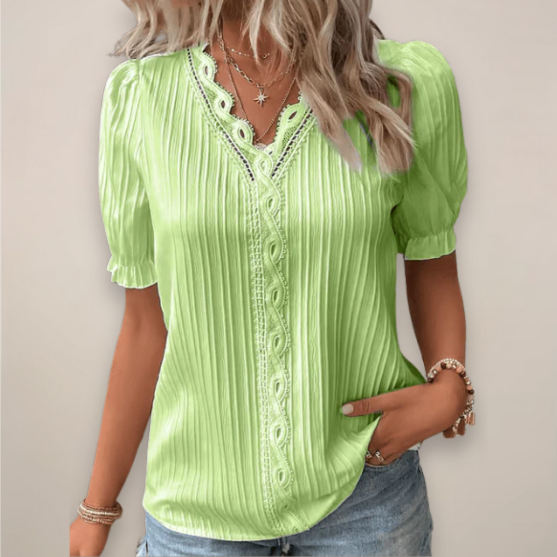 Women’s V-Neck Short Sleeve Shirt – Elegant Relaxed Fit Casual Style
